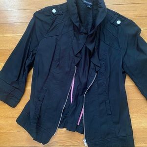 Lightweight Black Zip up Jacket w/ Ruffle Size 2